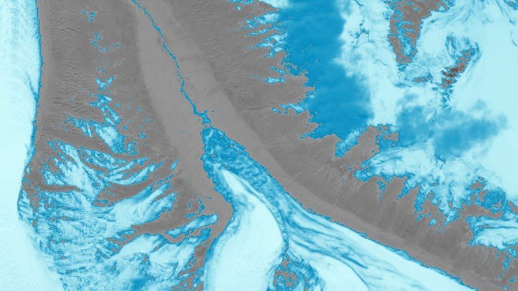 Sentinel-2 snow index composite over a Karakoram glacier